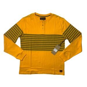 Troy Lee Designs Shirt Mens M Medium Gold Gray Newman Long Sleeve Striped Henley